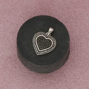 sterling silver pave diamond heart pendant